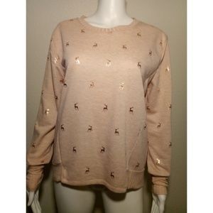 Metallic Reindeer Pattern Sweater